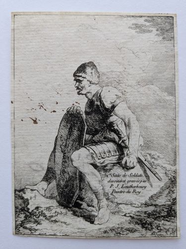 Seated Soldier Holding a Shield (1st Suite of Soldiers) — Philippe Jacques Dr Loutherbourg